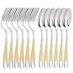 Kitchen Utensil Set Food Grade Stainless Steel Spoon and Fork Set 6PCS Flatware for Hotels Cafes Homes