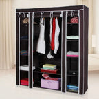 69" Portable Clothes Wardrobe Storage Organizer with Non-Woven Fabric Quick and Easy To Assemble Extra Strong and Durable Dark