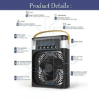 Mini 3 in 1 Air Conditioner Fan USB Desktop Cooler with Humidifier LED