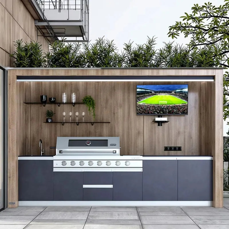 Stainless Steel Outdoor Kitchen Cabinet Modern for BBQ Shed with Pool House Furniture Outdoor Living Area Custom