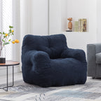 Soft Teddy Fabric Tufted Foam Bean Bag Chair With Teddy Fabric Ivory White