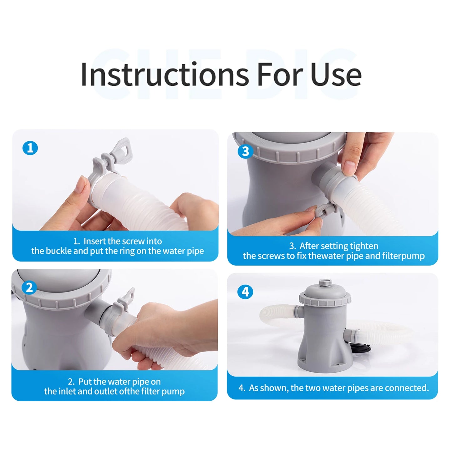 Pool Filter Pump 330 GPH Paddling Pool Electric Water Pump With 2 Pool Filter Cartridge Pool Pumps Above Ground Pool Filter Pump