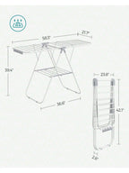 SONGMICS Clothes Drying Rack, With Sock Clips, Metal Laundry Rack, Foldable, Space-Saving, Free-Standing Airer, With Height-A