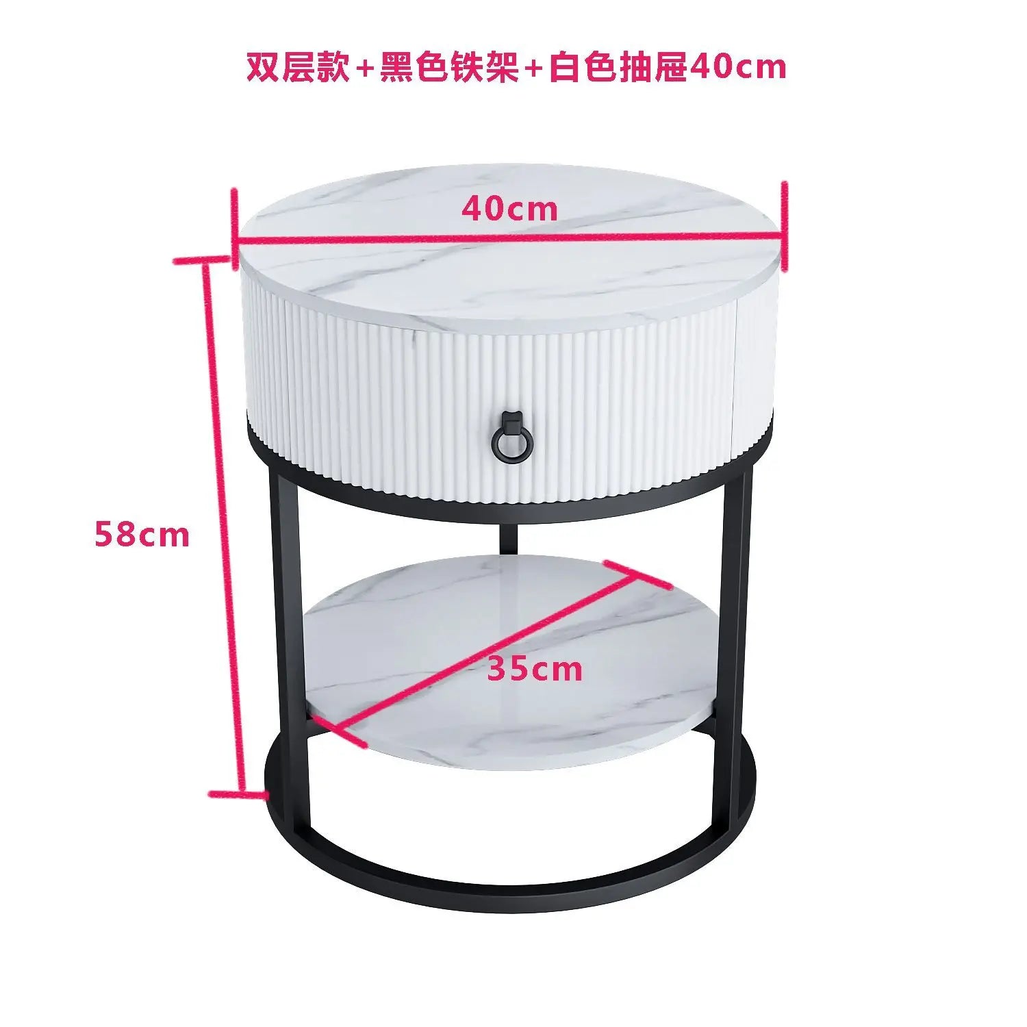 Modern Minimalist Round Slate Drawer Table: High-End Appeal, Perfect as Side Table or Bedside Cabinet