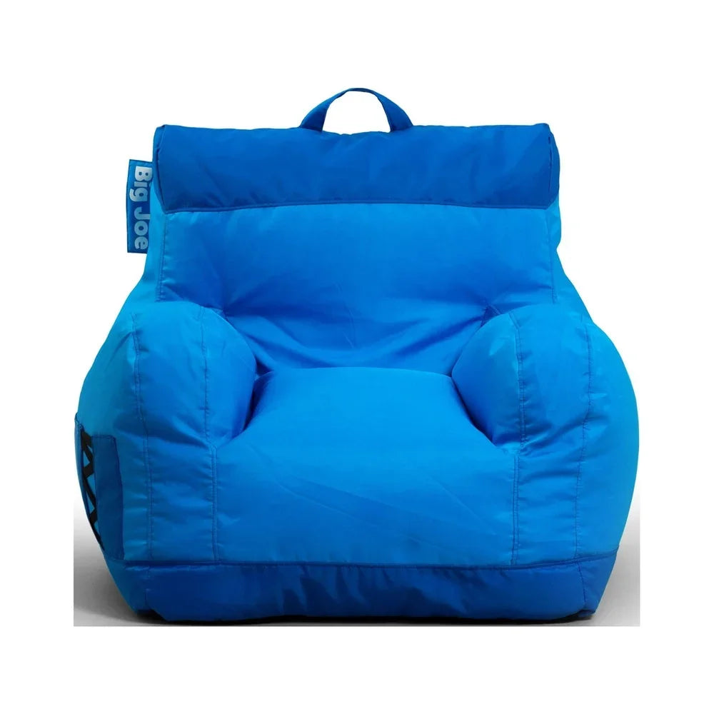 Durable Bean Bag Chair Kids Teens Comfortable Two Tone Blue Ideal Dorm Rooms Playrooms Living Spaces with Drink Holder Pocket