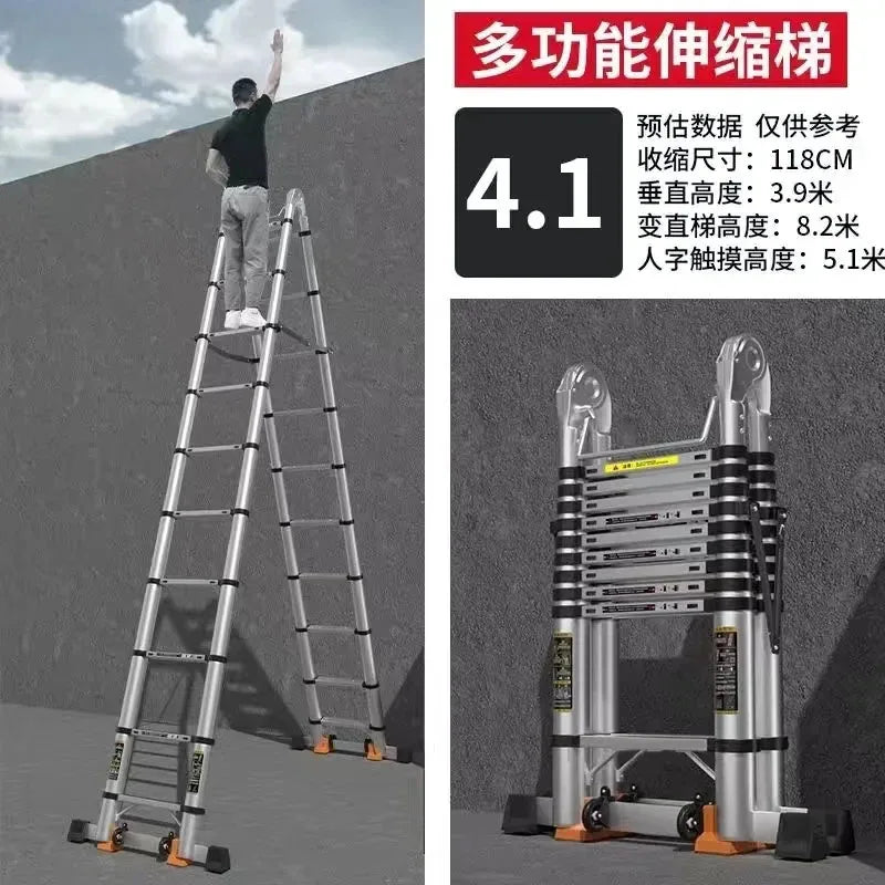 Alloy Telescopic Step Ladder Multi-functional Lifting Engineering Stairs Thickened Herringbone Ladders Folding Stairs