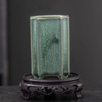Porcelain Square Celadon Glazed Orchid Flowerpot Bonsai Vase Plant Pot Crafts Art Ornaments Home Garden Decor