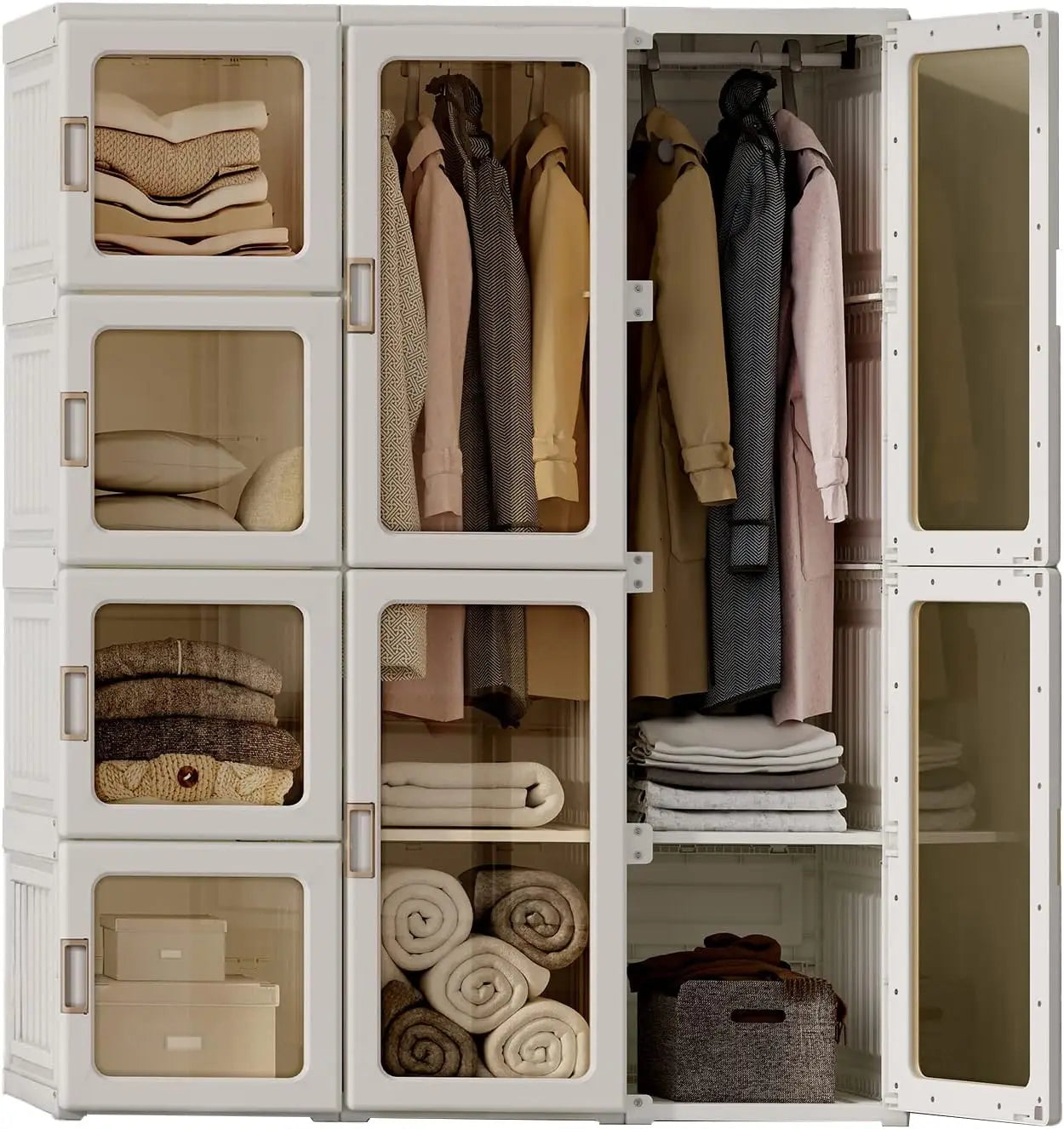 Portable Wardrobe Closet Storage Organizer for Clothes,Suitable for Living Room, Bedroom,Plastic Wardrobe