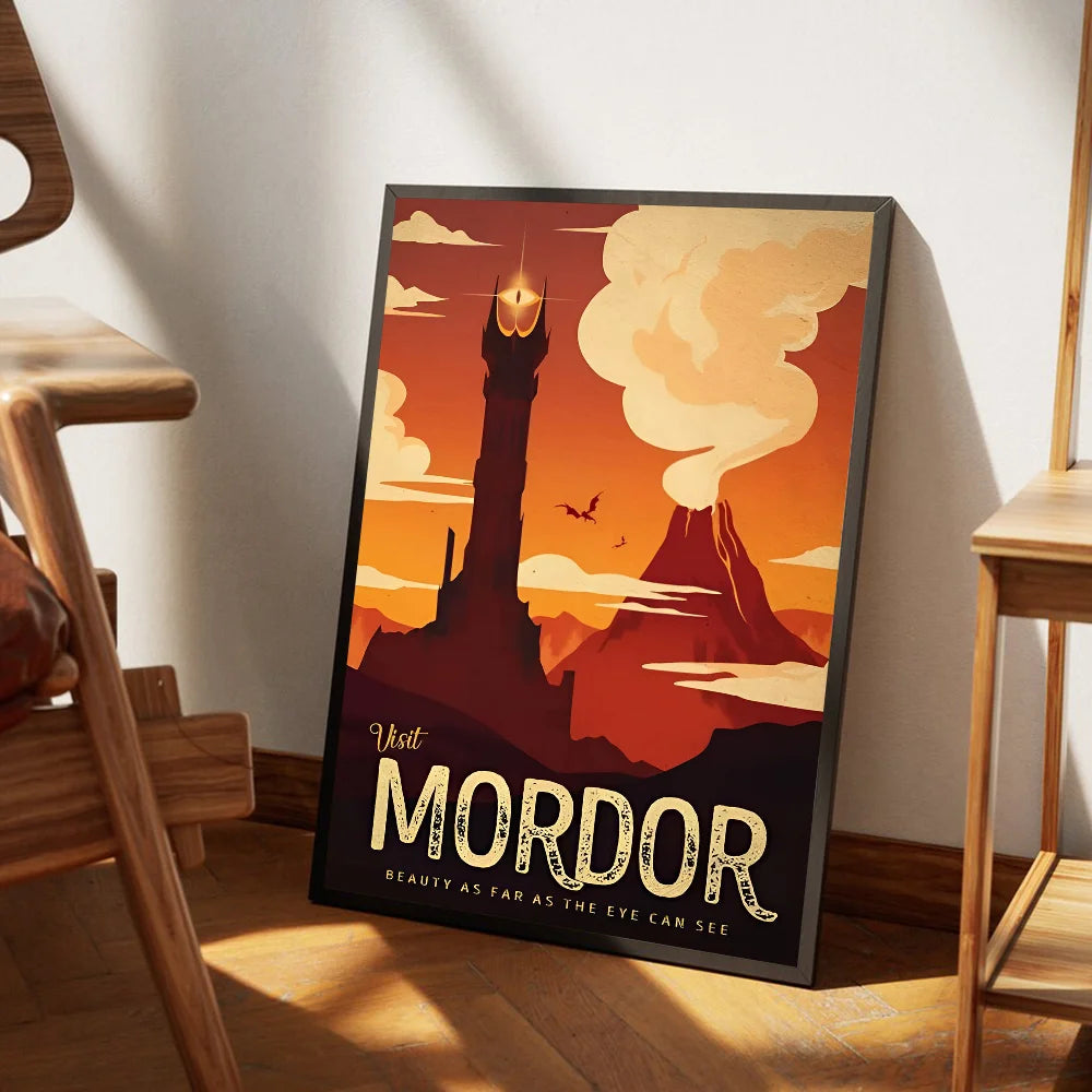 Ring Art Travel Abstract Vintage Film Mordor Castle Classic Vintage Posters Vintage Room Bar Cafe Decor Stickers Wall Painting