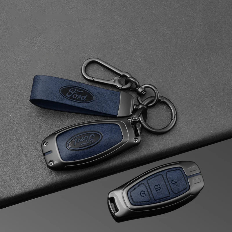 Leather Car Key Case Full Cover for Ford Focus 3 4 ST Mondeo MK3 MK4 Fiesta Fusion Kuga 2013 2014 2015 2017 Keychain Accessories