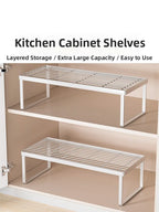 Kitchen Countertop Storage Rack Bowl Plate Pot Organizer Cabinet Internal Layered Shelf Seasoning Tabletop Storage
