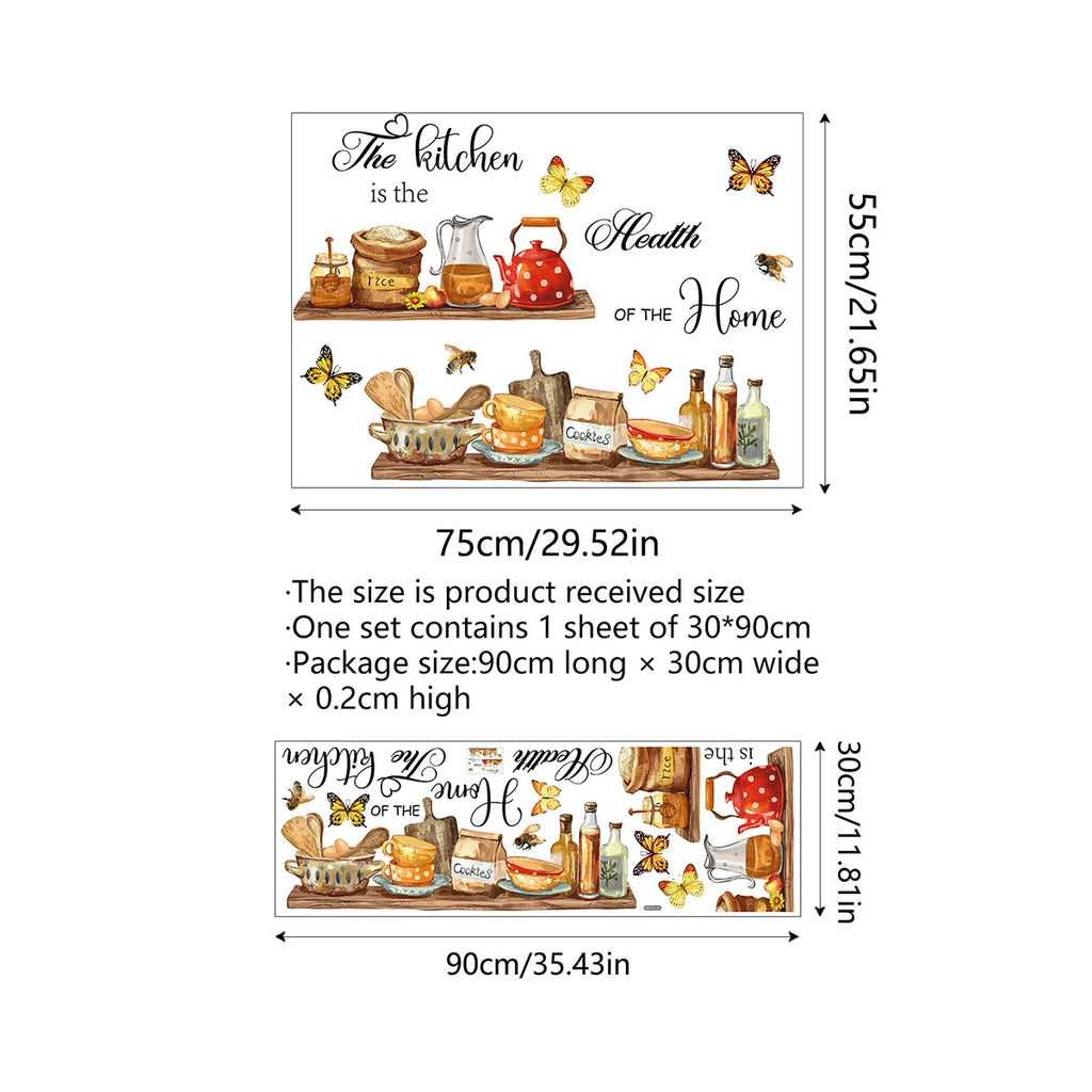 Kitchen Wall Stickers Tableware Butterfly Dining Room Wall Decals Kitchens Heart Utensil Decoration Decor for Home