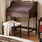 French retro roller shutter dresser medium antique solid wood makeup table storage integrated bedroom