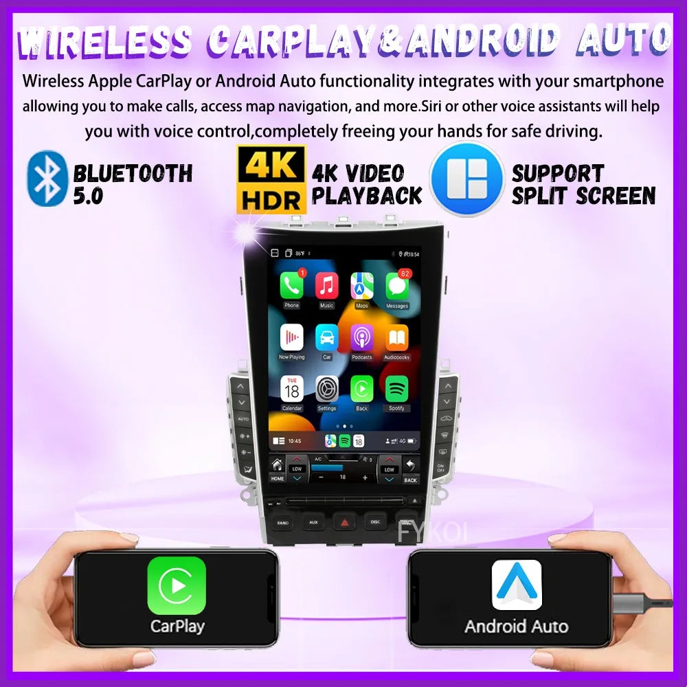 Car Radio For Infiniti Q50 Q50l Q50s Q60 2014-2020 CarPlay Android Auto Automotive multimedia Tesla Style Bluetooth 4G GPS WIFI