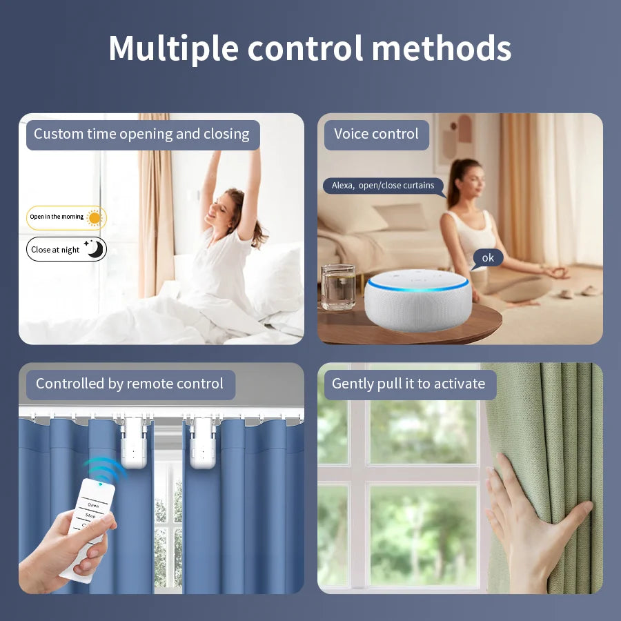 WiFi Smart curtain robot with Gateway App Control ,automatic switch ,Timer switch, 3in1 track（Equipped with remote control）