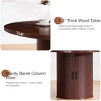 48'' Round Dining Table for 4-6 Kitchen Dining Table with Storage Dinner Room Table with 2-Layer Shelf and Wood Slide Door for