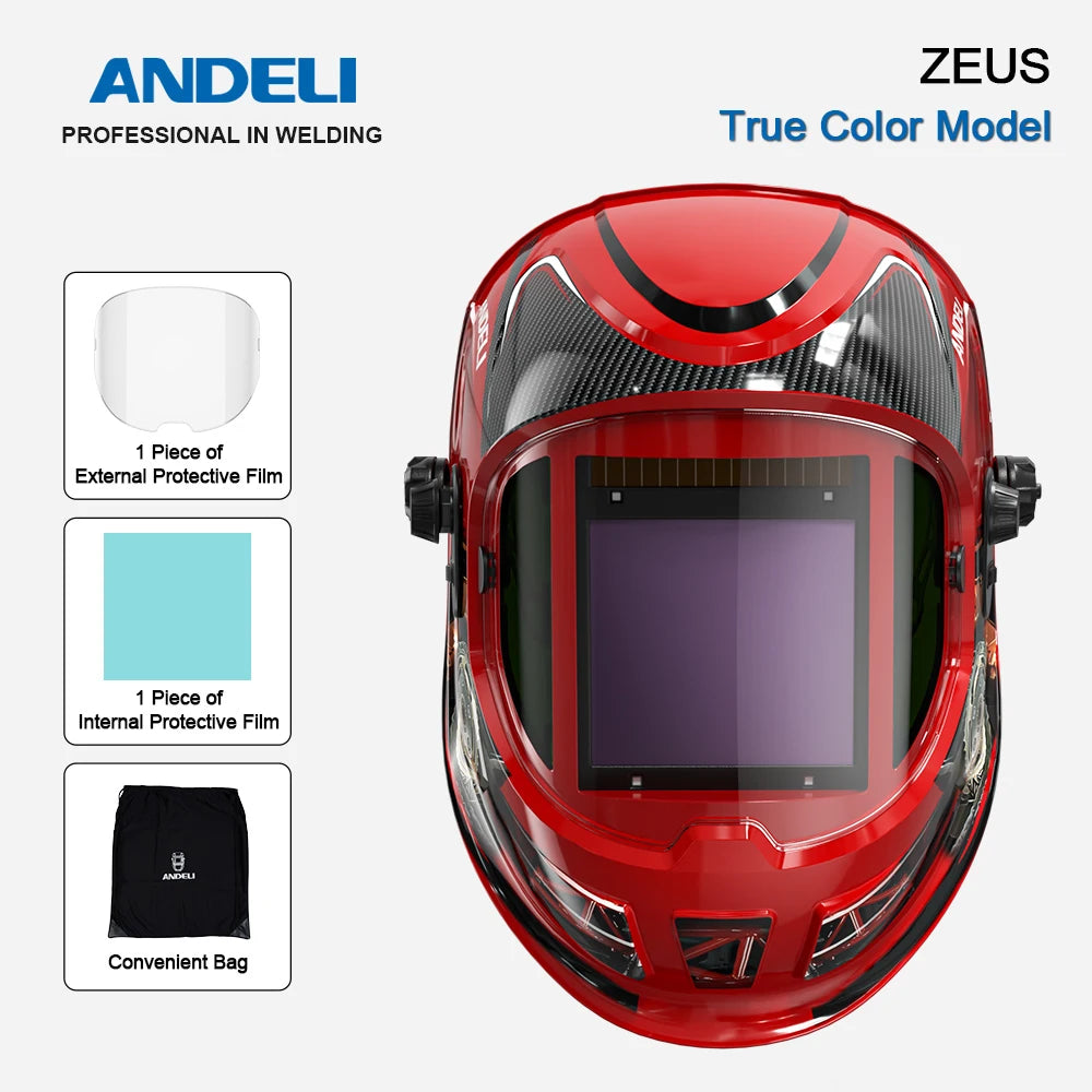 ANDELI Auto Darkening Welding Helmet Large Viewing True Color Solar Powered Welding Mask for TIG MIG ARC Grinding Welder