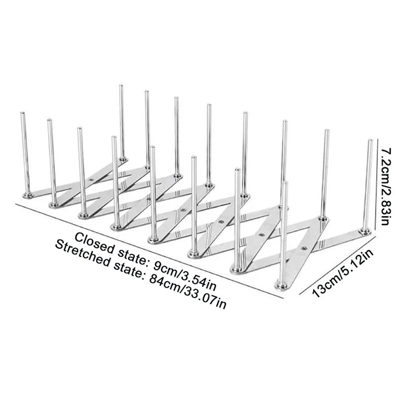 Kitchen Gadgets Pot Lid Rack Pan Lid Organizer Retractable Foldable Stainless Steel Plate Dish Holder Shelf Tableware Storage