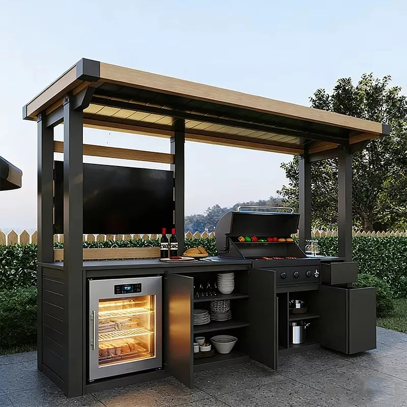 Outdoor Kitchen Modular BBQ Island Patio Stainless Steel Cooking Station Garden Grill Countertop Appliance