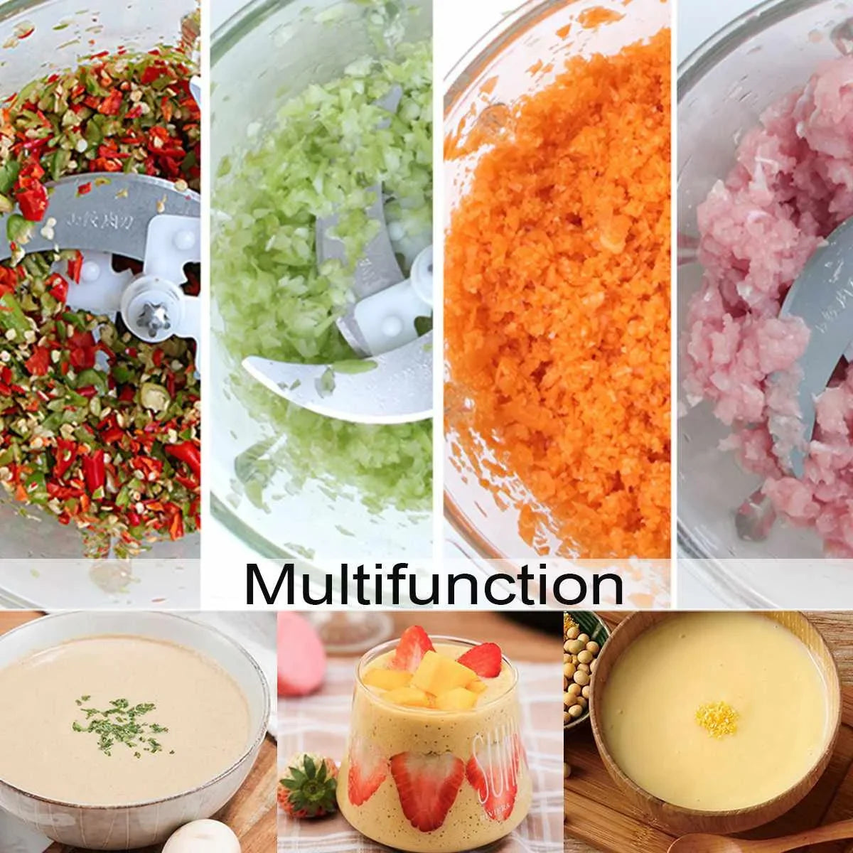 3L 800W Household Small Electric Meat Grinder 2 Speeds Stainless Steel Electric Chopper Automatic Mincing Machine Food Processor