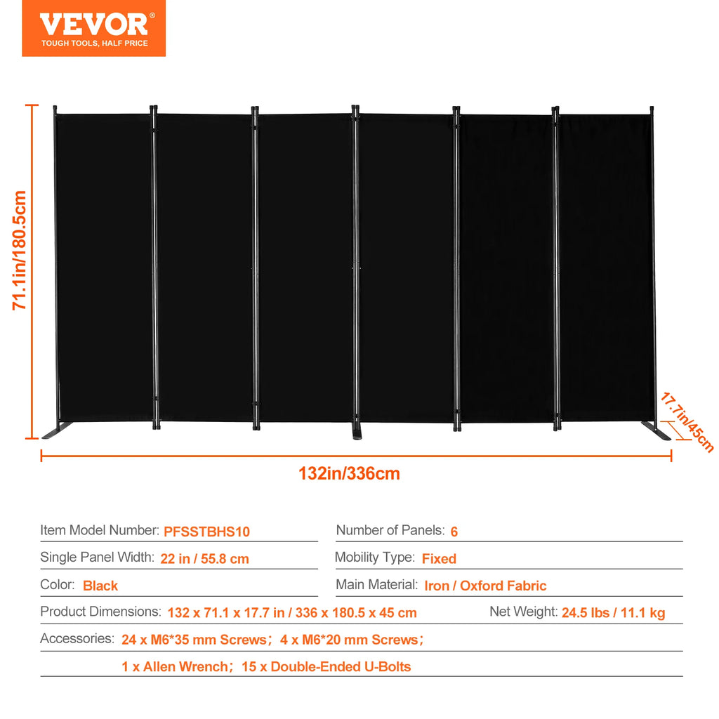 VEVOR 3/4/6 Panel Room Divider Folding Privacy Screen and Portable Freestanding Room Partitions for Office Bedroom Study Hotel