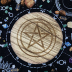 2 In 1 Pentagram Witches Wooden Candle Holder Altar Astrology Massage Candle Stand Divination Meditation for Wicca Ceremony