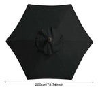 6 Bones Umbrella Replacement Canopy Without Stand 2m Parasol Umbrella Cover Waterproof UV Protection for Outdoor Beach Garden