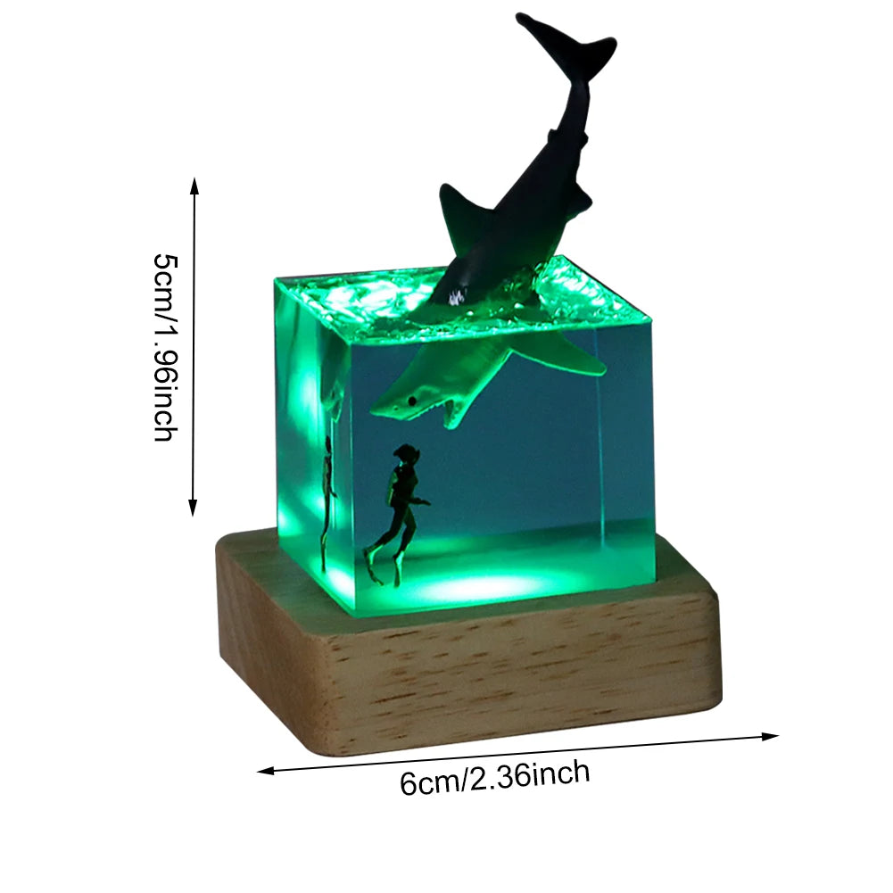 Whale Diver Ocean Decoration with Light Decorative Marine Whale Decor Beluga Killer Whale Megalodon Home Room Decor