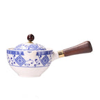 Portable Chinese Gongfu Kung Fu Tea Set 360 Rotating Teapot Ceramic Tea Maker Infuser Wooden Handle Pot Cup for Home Office