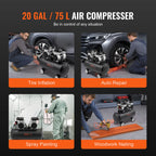 SucceBuy Air Compressor 750W/1450W/3000W Oil Free Air Compressor Quiet Portable Compressor Pump for Auto Repair Tire Inflation