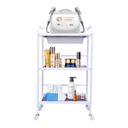 Meal Salon Trolley Rolling Cart Frame Storage Shelf Wheelcart with 3-Tiers and 1 Drawer White for Spa  Salon and Hairdresser