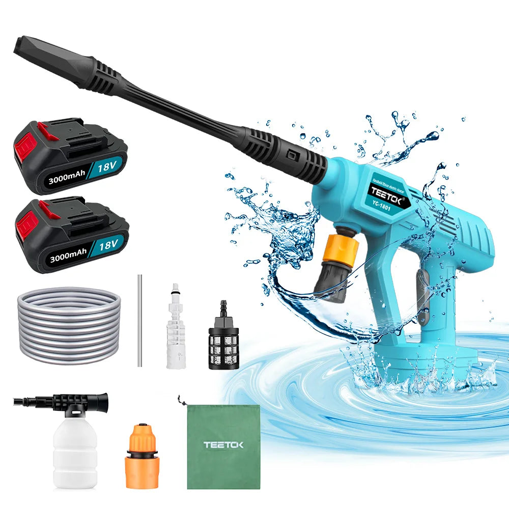 Cordless 18V Pressure Washer Gun for Car – 2-Battery Kit