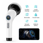 Electric Spin Scrubber Shower Scrubber Cordless Cleaning Brush with 7 Replaceable Brush Heads and Squeegee Adjustable Extension