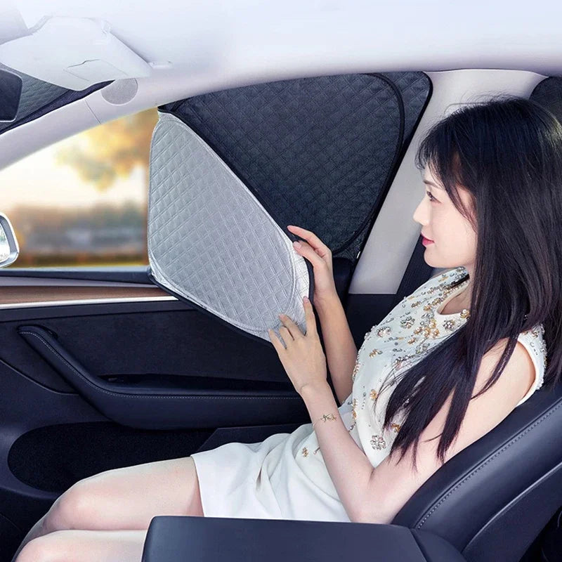 For Tesla Model 3 Highland 2024 Sunshade Accessories Silver Thick Sun Shade Tesla Model Y Juniper 2025 Window Windshield Shading