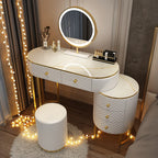 Nordic vanity chair white bedroom LED light Dresser storage cabinet makeup Dressing table light mirror stool bedroom furniture