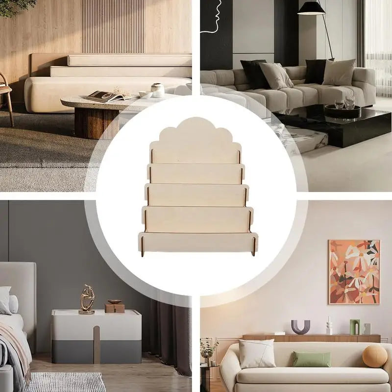 4 Tier Sturdy Wood Display Stand Sticker Display Stand Greeting Card Display Stands Card Organizers for Greeting Cards Postcards