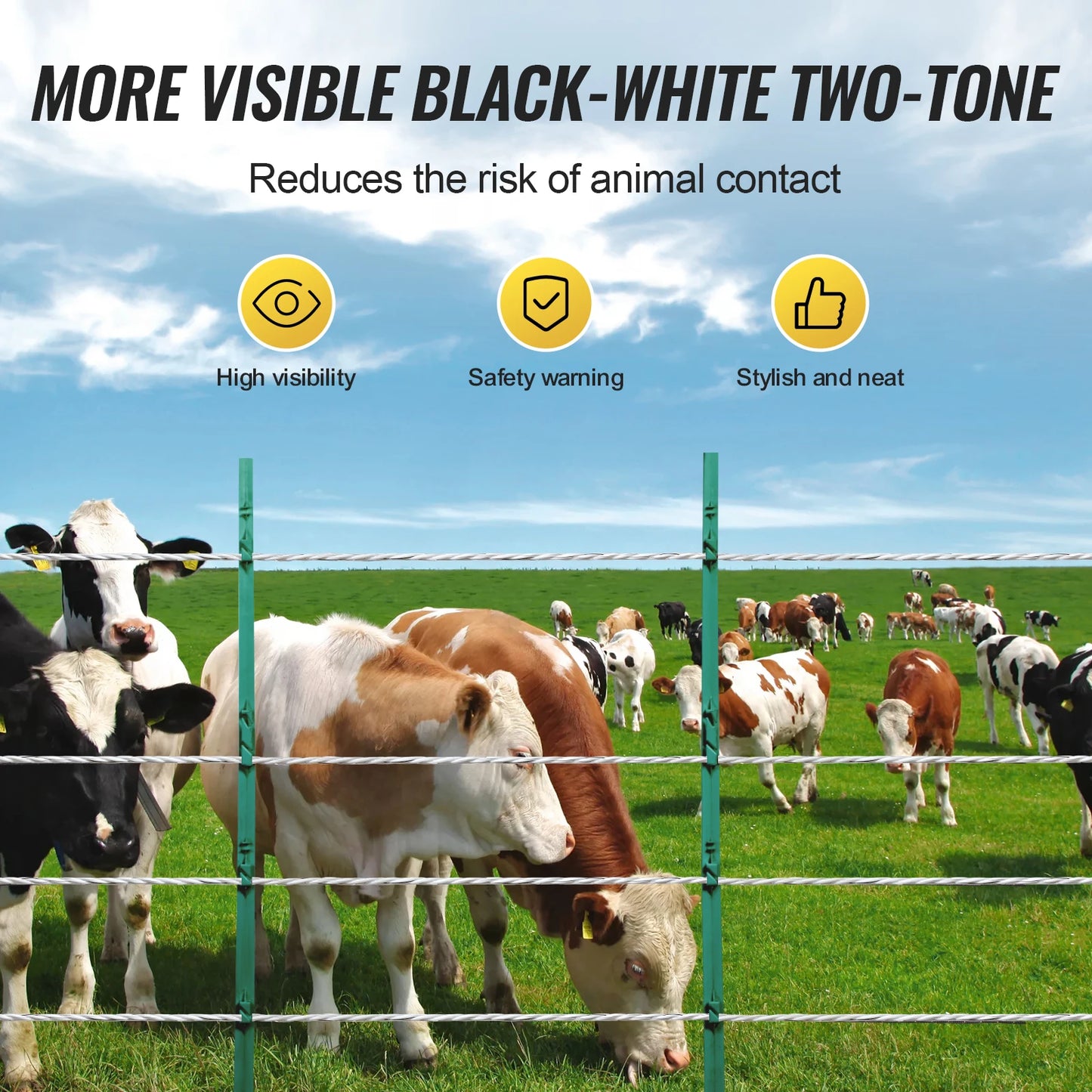 VEVOR Electric Fence Wire Portable Polywire 6 Stainless Steel Strands for Reliable Conductivity and UV Fence Rope Line for Horse