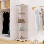 Modern 64.5'' Contemporary 4-Shelf Case Glass Display Cabinet In Clear With Door, Curio Cabinet Collection Display Case, Floor