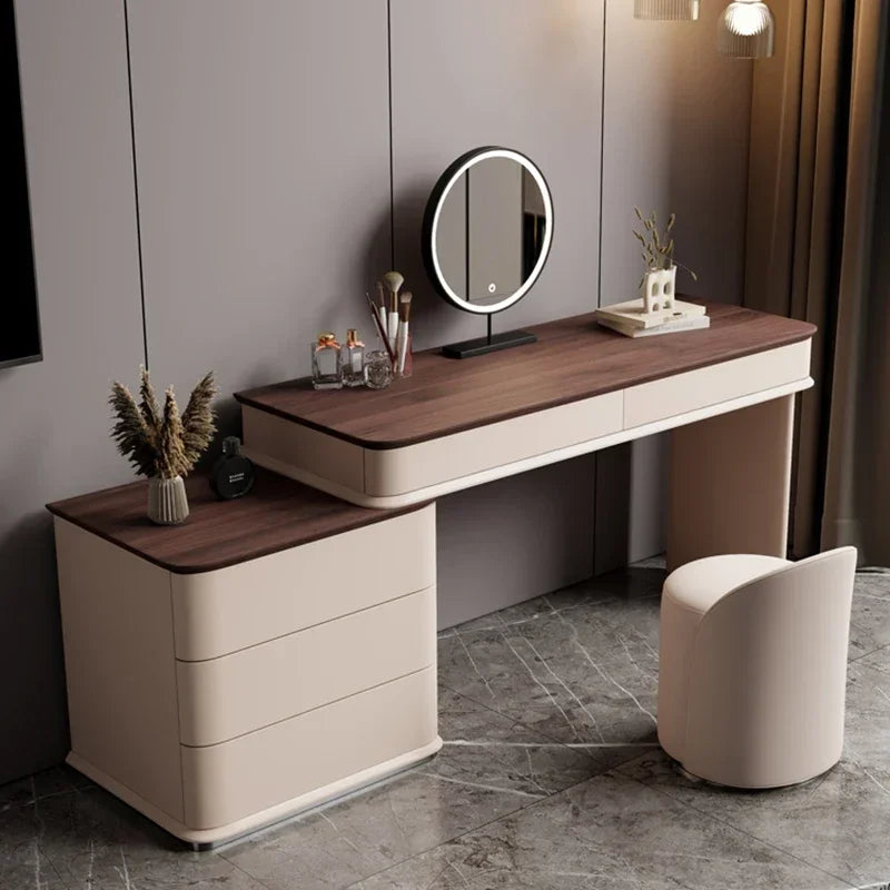 Minimalist Storage Vanity Table Nordic Wooden Luxury Salon Bedroom Dresser Space Saving Beauty Meuble Coiffeuse Furniture