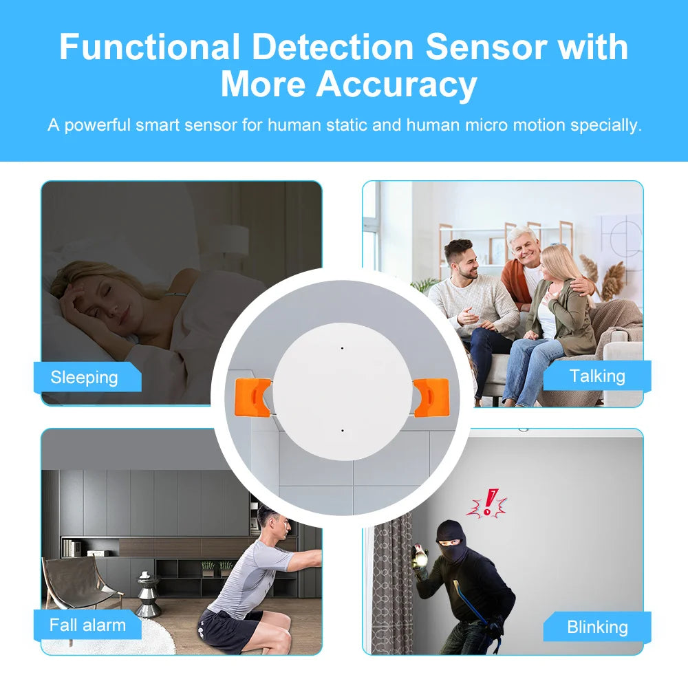 Tuya 24G ZigBee /Wifi MmWave Human Presence Sensor Smart Human Body PIR Sensor Radar Detector With Luminance/Distance Detection