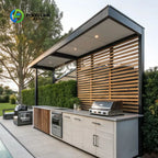 Outdoor Kitchen BBQ Island Patio Stainless Steel Gas Charcoal Grill Countertop Modular Cooking Station