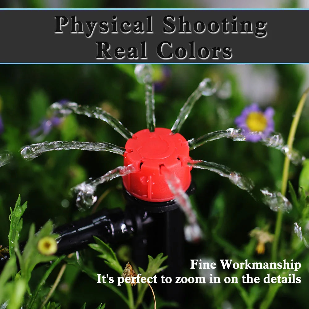 1/4" Hose Drip Irrigation System 360 Degree Adjustable 8 Hole Sprinkler Kit Garden Watering Inserting Ground Micro Flow Dripper