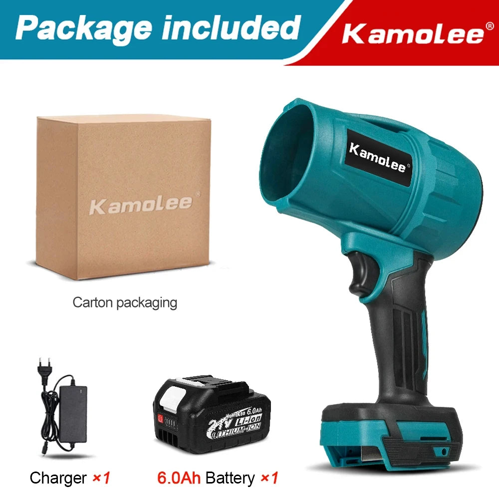 Kamolee Brushless 2000W Electric Turbo Blower Jet Fan 200M/S Car Dryer Handheld Dust Blowing Tool Apply to 18V 21V Battery