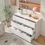 6 Drawer Dresser for Bedroom Modern, Chest of Drawers Wide Wooden Storage Organizer, Deep Double Wood Closet Cabinet, White TV S