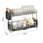 New Kitchen Dish Drying Rack Narrow Sink Side Countertop Dish Rack with Drainboard Rustproof Dish Drainer Organize Shelf