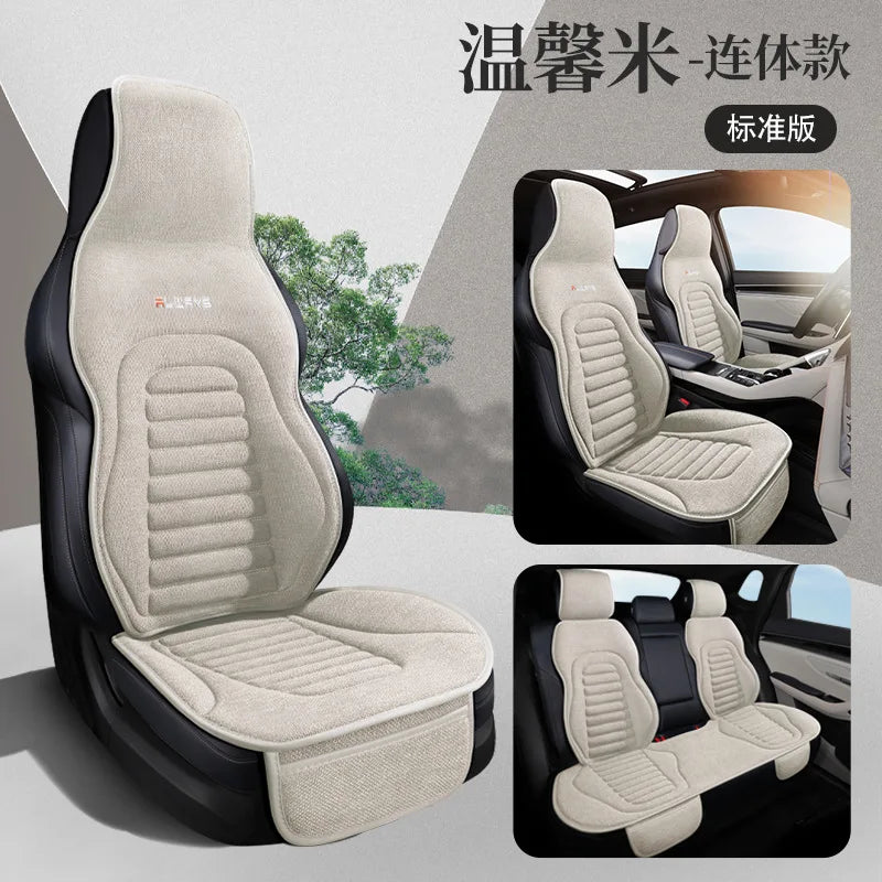 All-Season Linen Car Seat Covers Universal Fit for Sedans SUVs Trucks - Breathable Durable Comfortable Interior Accessories