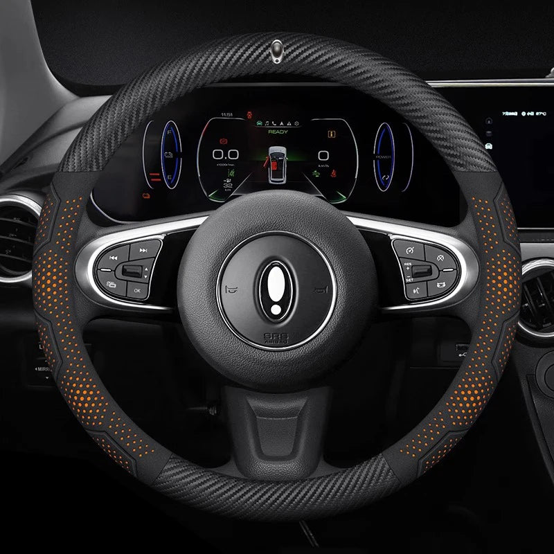 For Great Wall ORA iQ Good Cat GT Funky Cat Ballet Cat EV Flash Cat Carbon fiber Suede Car Steering Wheel Cover Auto Accessories