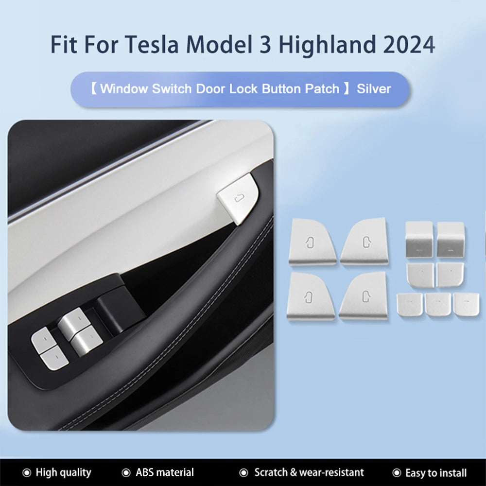 Window Switch Sticker For Tesla Model 3 Highland 2024 Door Handle Open Lift Button Cover Trim Panel ABS Car Interior Accessories