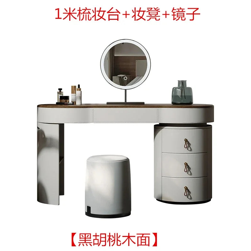 Girls Baby Mirror Dresser Table Sets Waterprrof Nordic Storage Dressing Table Wood Women Coiffeuse De Chambre Bedroom Furniture