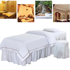 SPA Massage Table Full Cover Sheet Set – Beauty Bedspread with Skirt for Salon & Spa Use